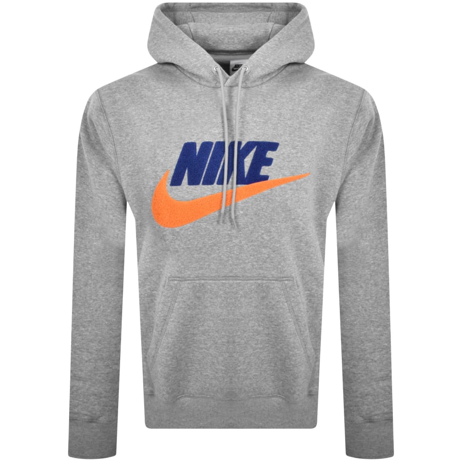 Grey nike hoodie with orange logo new arrivals
